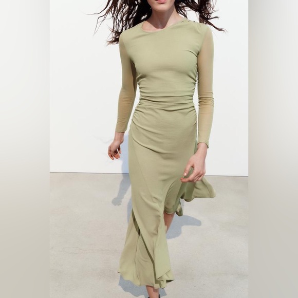ZARA DRAPED MIDI DRESS - Picture 2 of 3